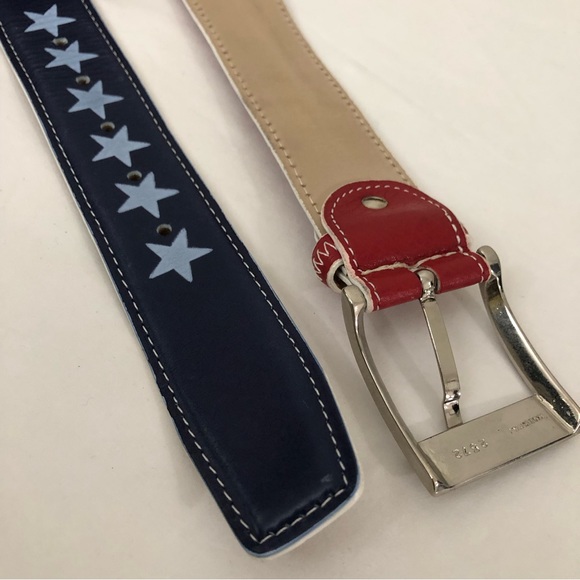 Vintage Sz L Patriotic Country Western Leather Belt - Picture 10 of 14